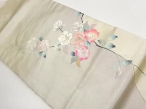 金彩手描き花葉模様刺繍名古屋帯